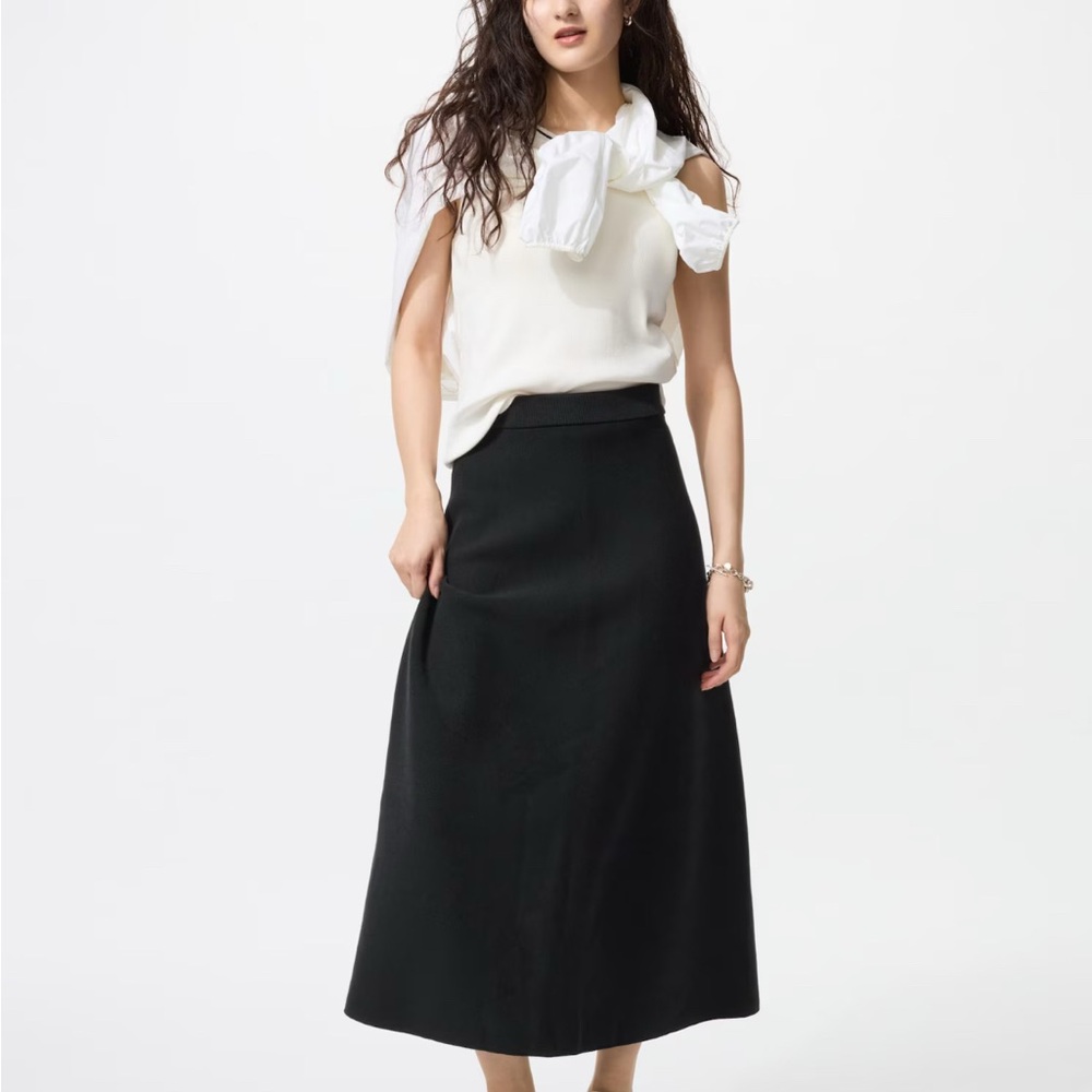 Uniqlo Elegant Dark Brown Midi Skirt